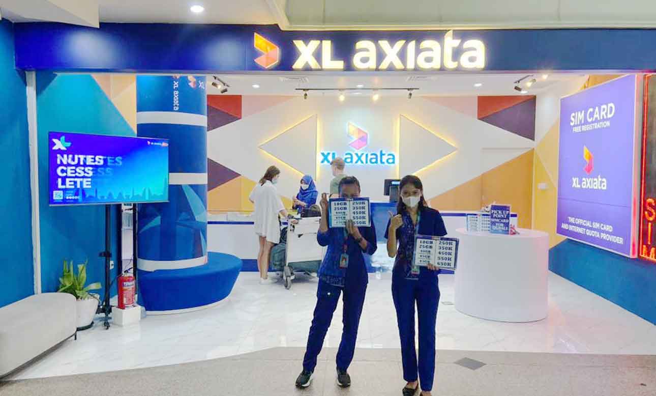 Earlier XL SIM card counter at Ngurah Rai Airport