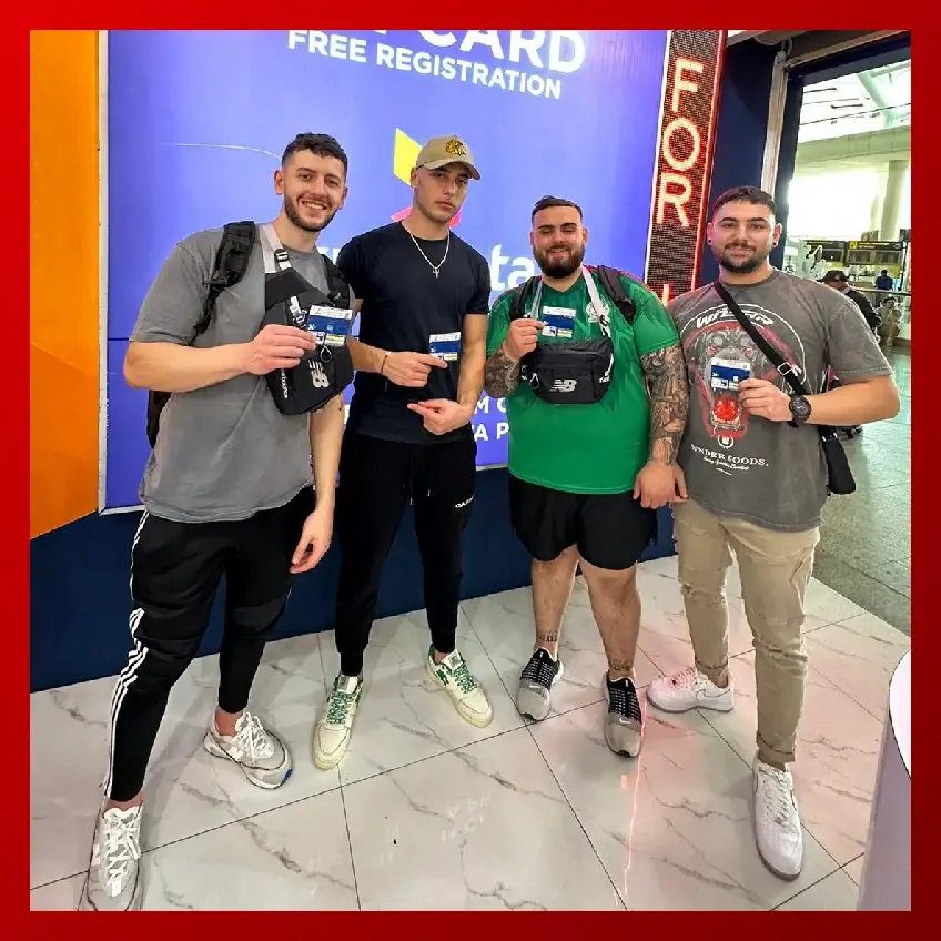 International travellers after collecting SIM cards at Bali Airport
