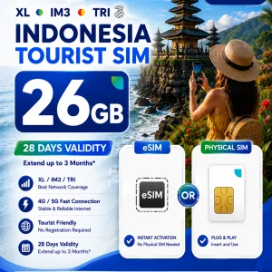 Bali SIM Card 26GB – XL, Tri & IM3 Indosat